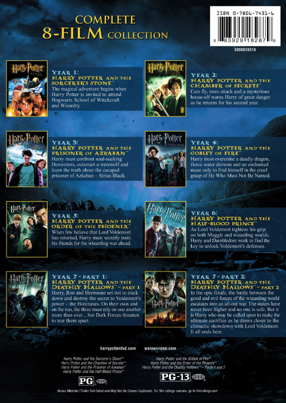 Harry Potter: The Complete 8-Film Collection on 8 DVDs: New Audio Book (DVD)
