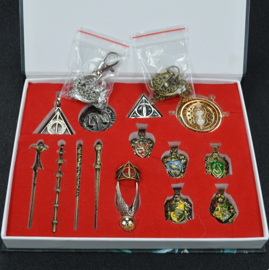 New 15Pcs Harry Potter Magical wands ring necklace w/ 2 Tickets Premium Gift  